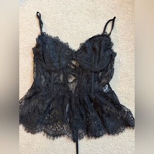 NWT Fashion Nova Black Lace Camisole take me to fantasy land
